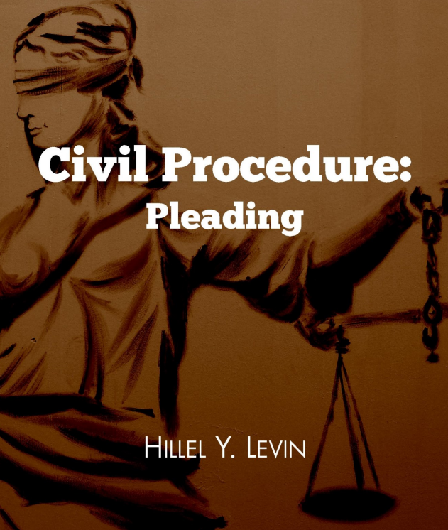 Legal textbook open to a chapter on civil procedure pleadings, with highlighted text and case notes, symbolizing plaintiff’s complaint and Federal Rules of Civil Procedure study