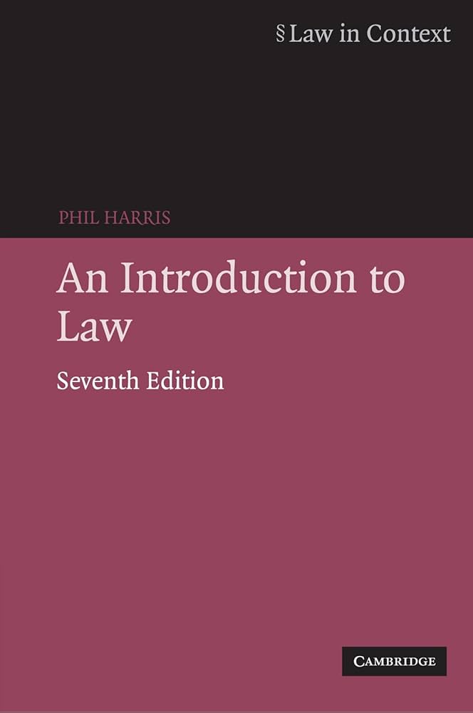 An Introduction to Law 7th Edition by Phil Harris textbook cover, legal studies resource for students and beginners